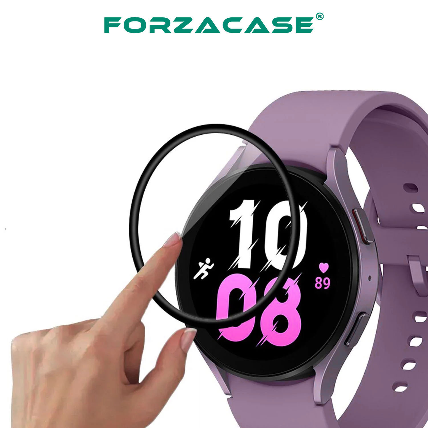 Forzacase Samsung Galaxy Watch 4 44mm için Çerçeveli Tam Kaplayan 3D Pet Ekran Koruyucu Film - FC016