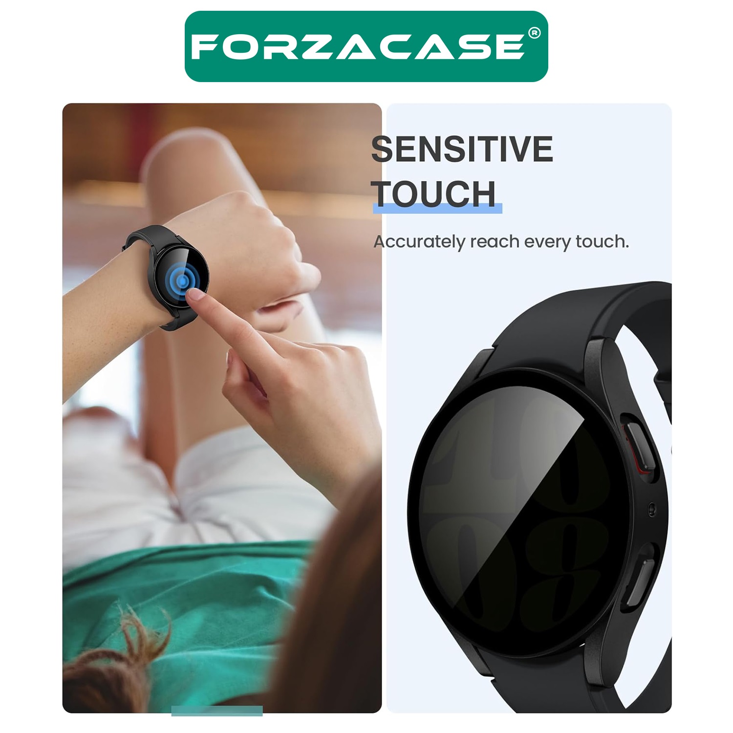 Forzacase Samsung Galaxy Watch 6 44 mm uyumlu Privacy Hayalet Ekran Korumalı Sert Rubber Kılıf FC675