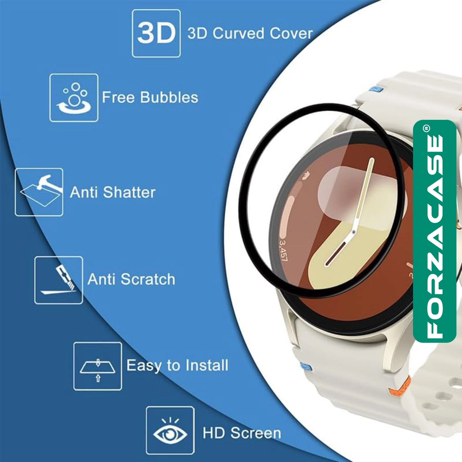 Forzacase Samsung Galaxy Watch5 Pro uyumlu Çerçeveli Tam Kaplayan 3D Pet Ekran Koruyucu Film - FC016