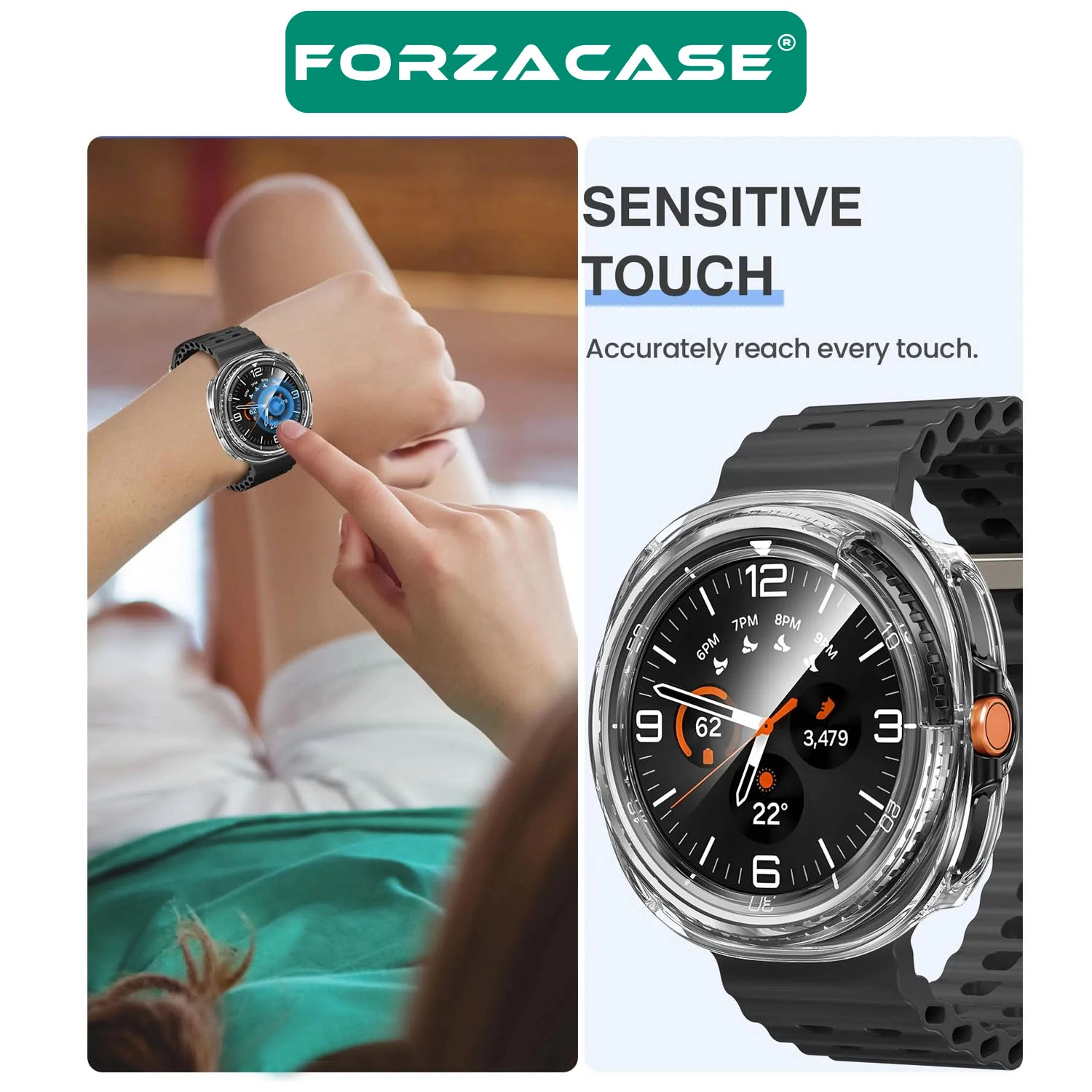 Forzacase Samsung Galaxy Watch 8 Classic 46mm ile uyumlu Önü Açık Silikon Kılıf - FC764