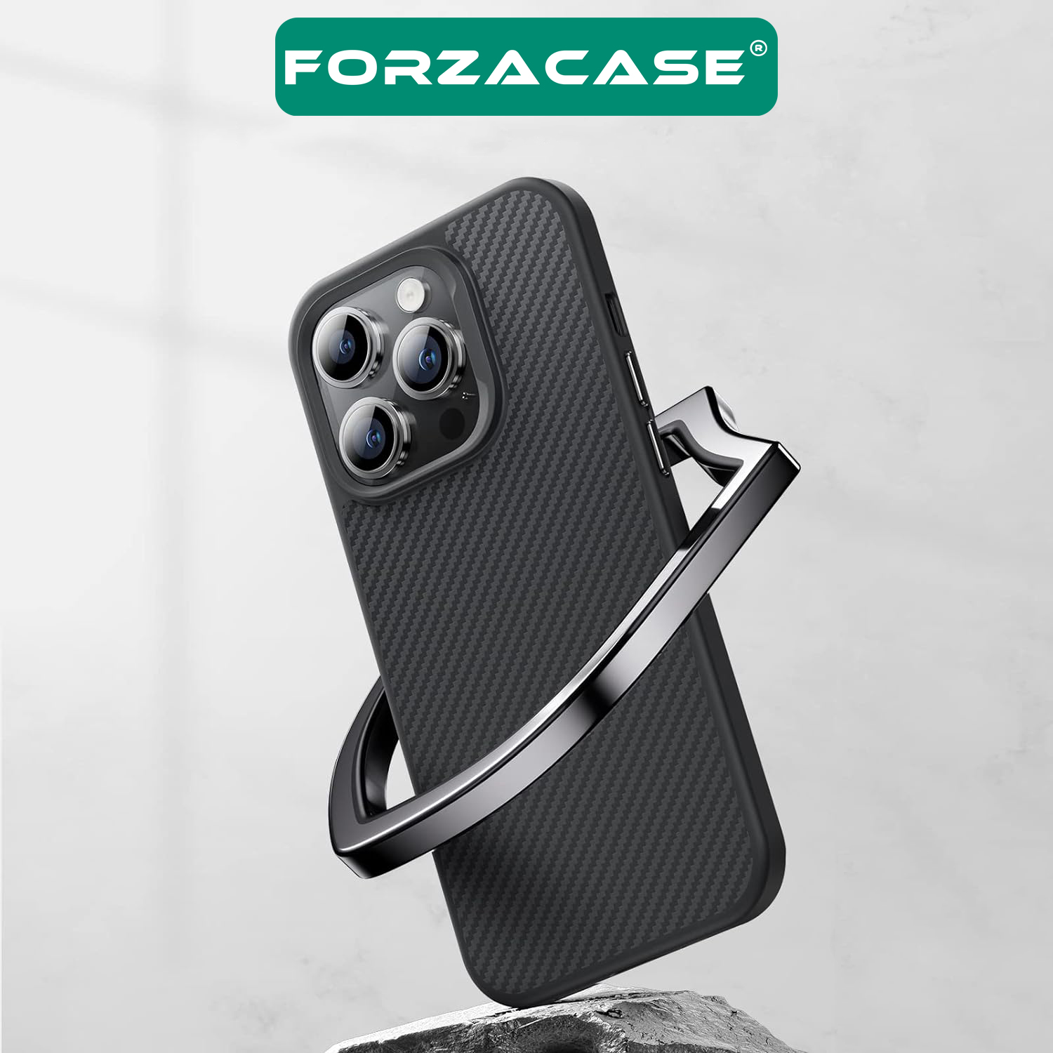 Forzacase iPhone 15 Pro ile uyumlu Spectra Serisi Magsafe Özellikli Karbon Fiber Görünümlü Kılıf