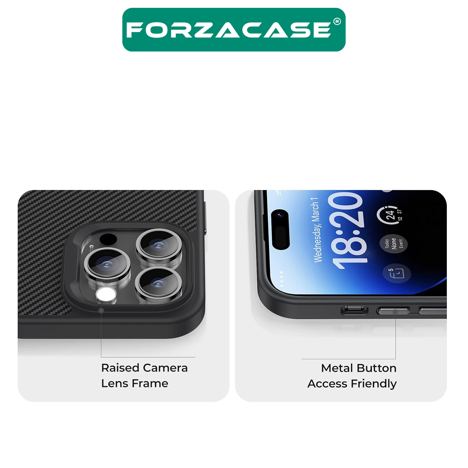 Forzacase iPhone 14 Pro Max ile uyumlu Spectra Serisi Magsafe Özellikli Karbon Fiber Görünümlü Kılıf