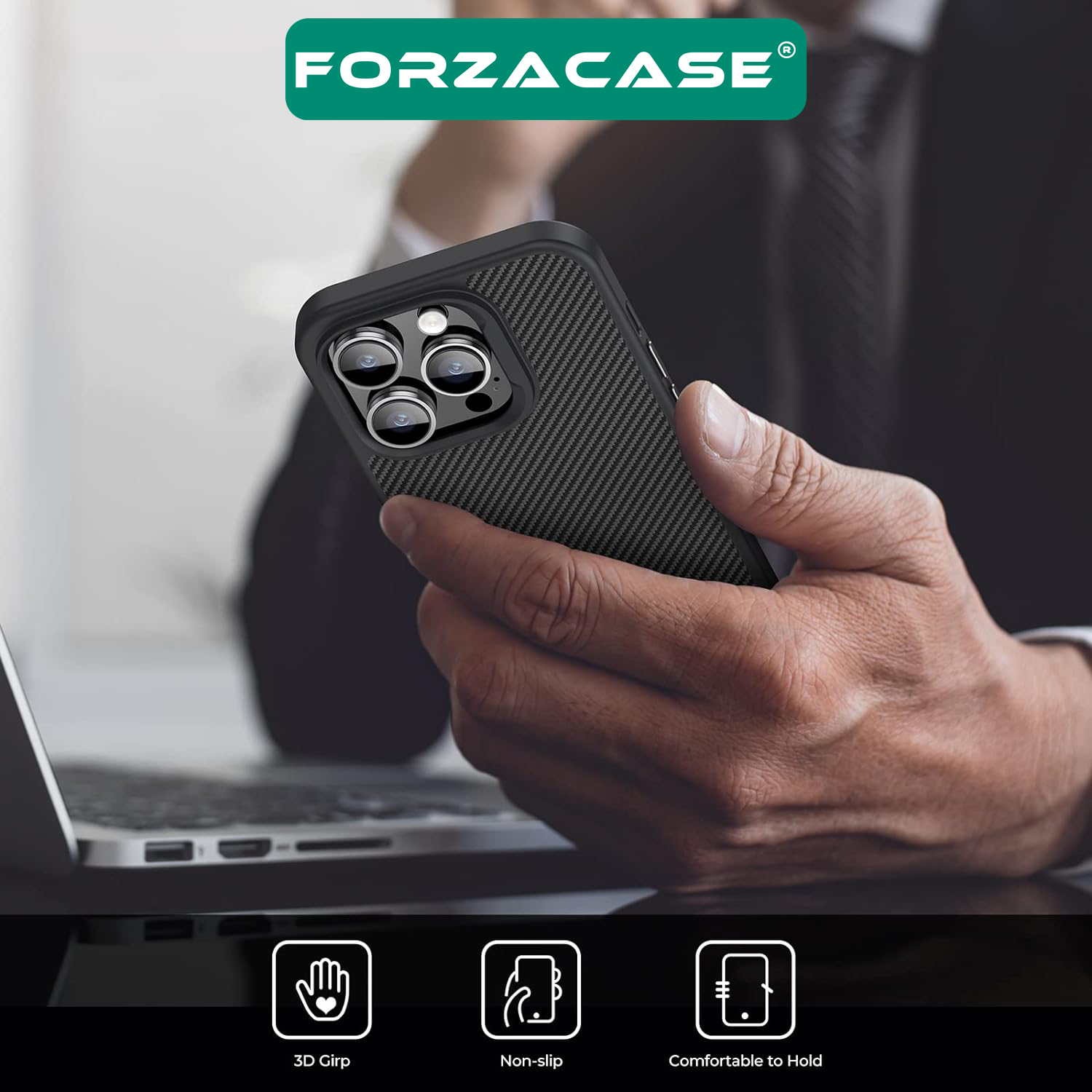 Forzacase iPhone 14 ile uyumlu Spectra Serisi Magsafe Özellikli Karbon Fiber Görünümlü Kılıf