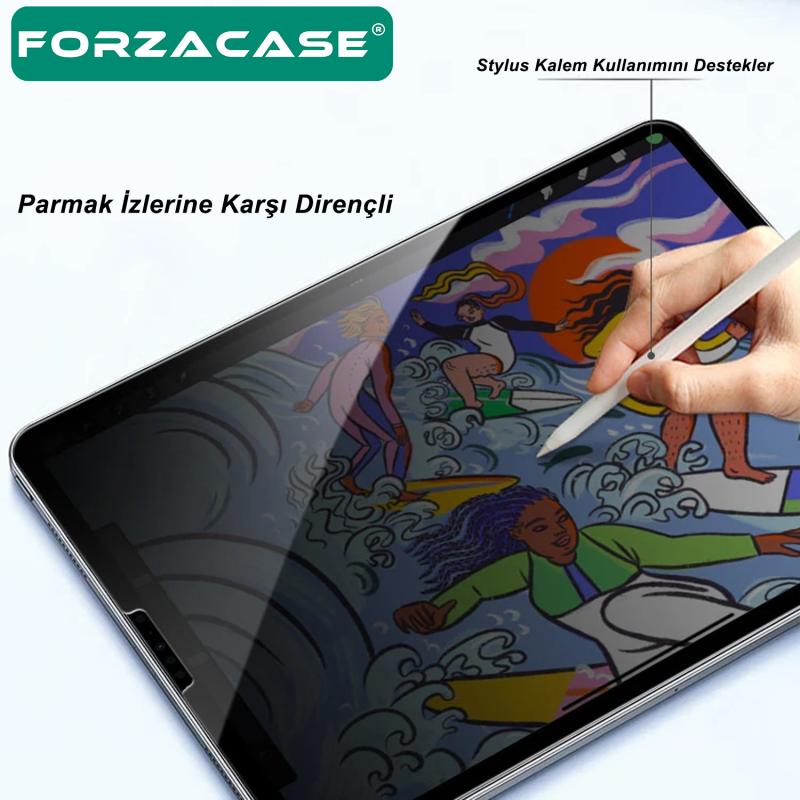 Forzacase Apple iPad 10.2 için Tablet Privacy Hayalet Ekran Koruyucu Tempered Cam - FC294