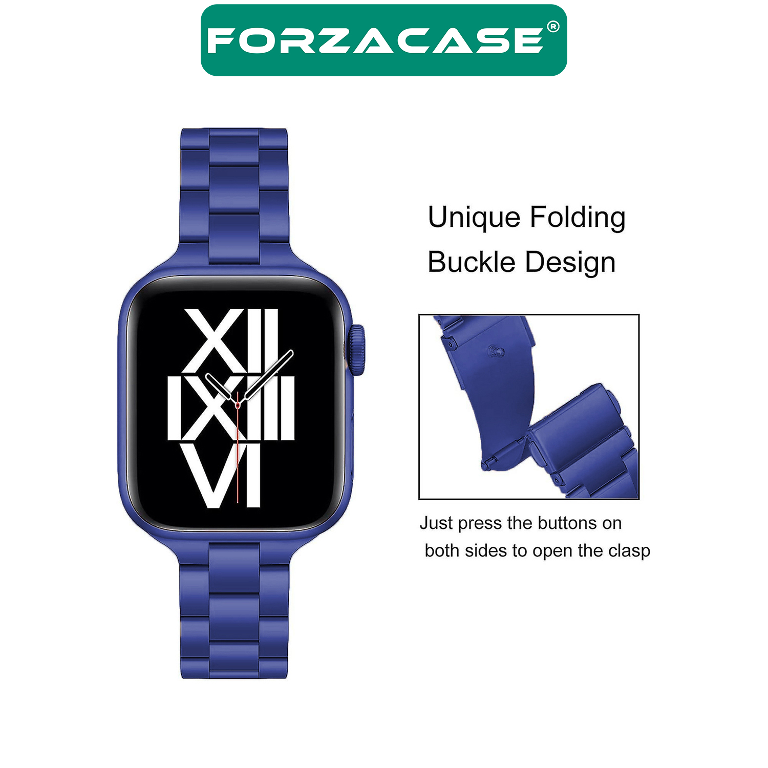 Forzacase Apple Watch 12 46mm ile uyumlu Ultra İnce Metal Bakla Kordon Kayış - FC390