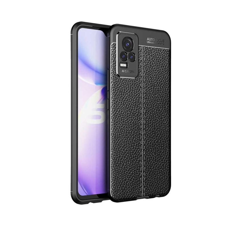 Forzacase Vivo V21e ile uyumlu Deri Effect Serisi Silikon Kılıf