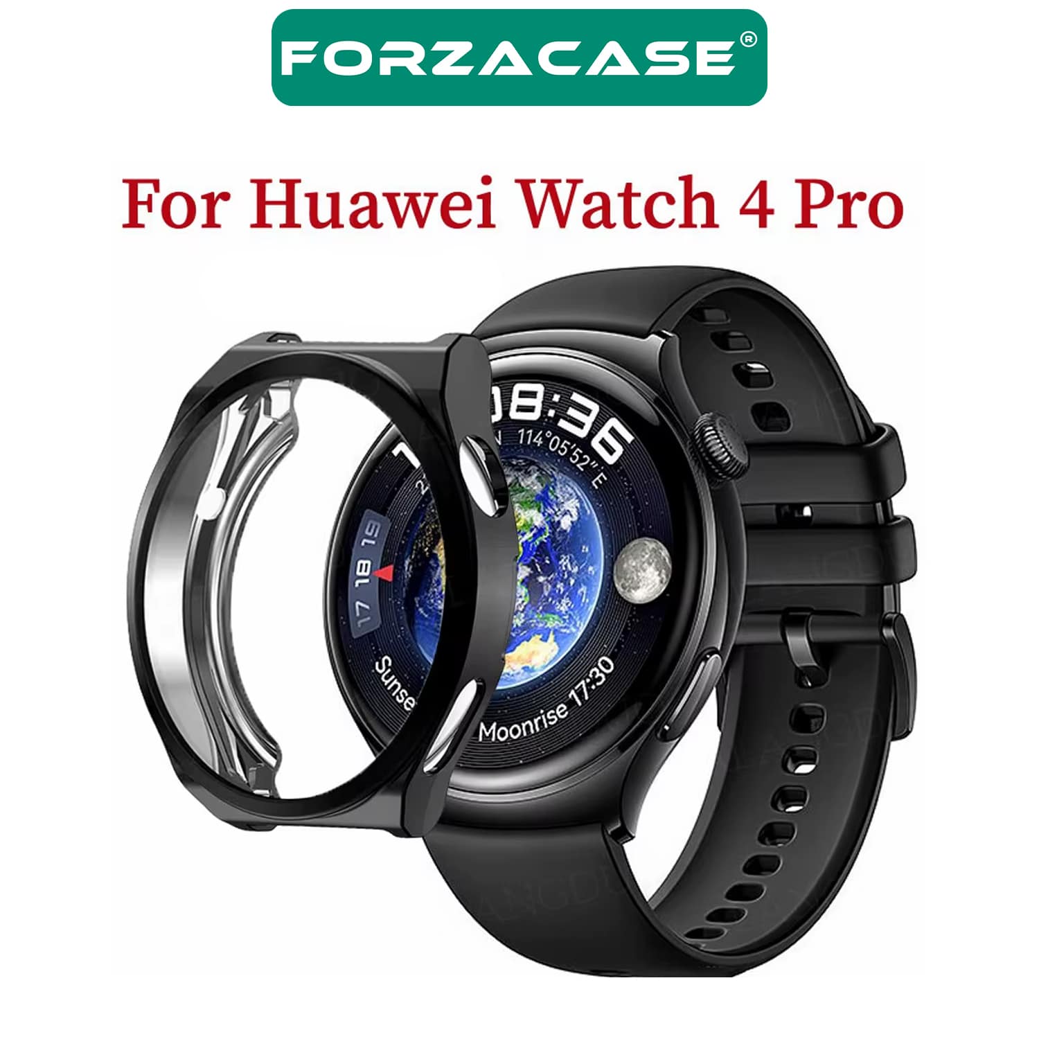Forzacase Huawei Watch 4 Pro ile uyumlu Önü Kapalı Ekran Korumalı Silikon Kılıf - FC010
