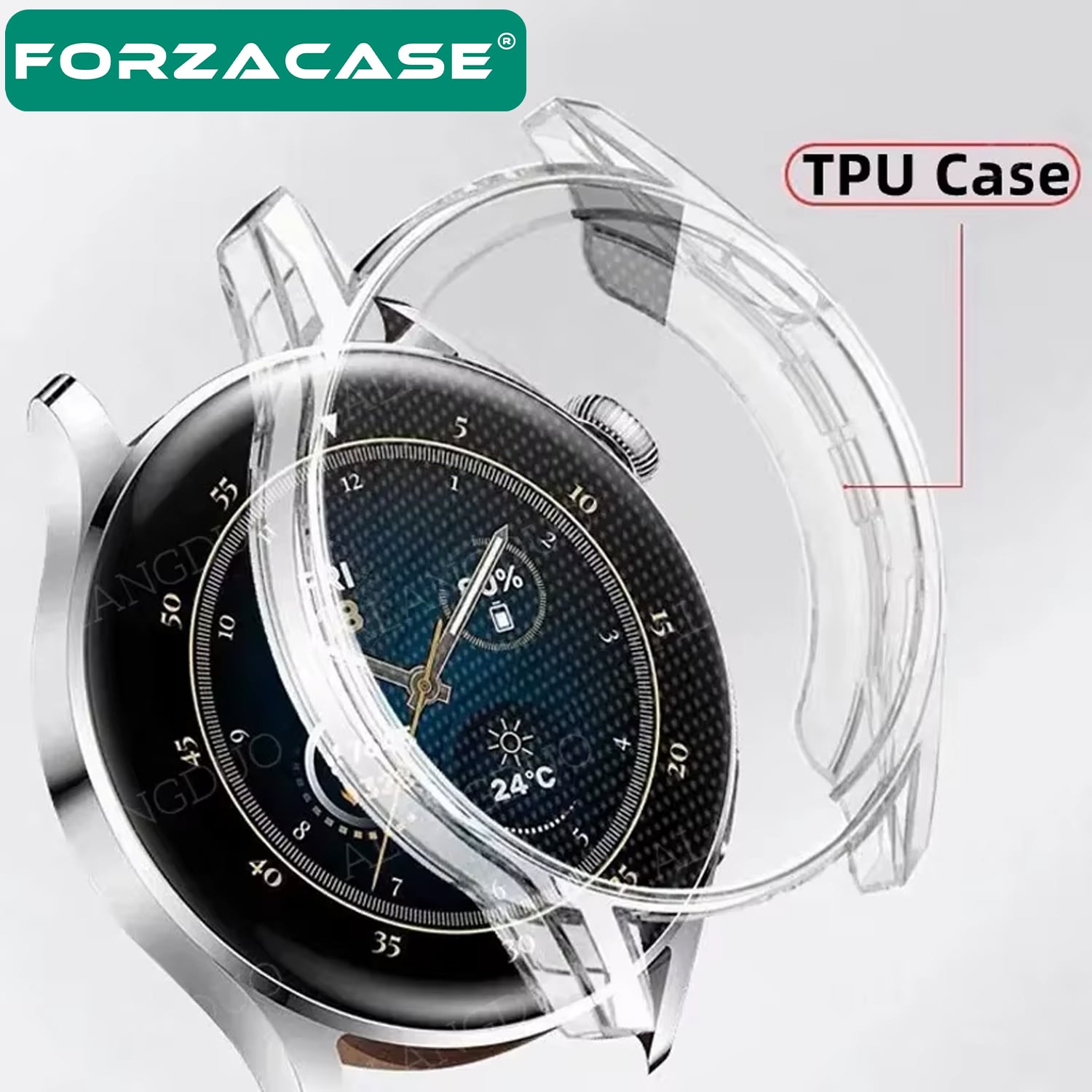 Forzacase Huawei Watch 4 Pro ile uyumlu Önü Kapalı Ekran Korumalı Silikon Kılıf - FC010