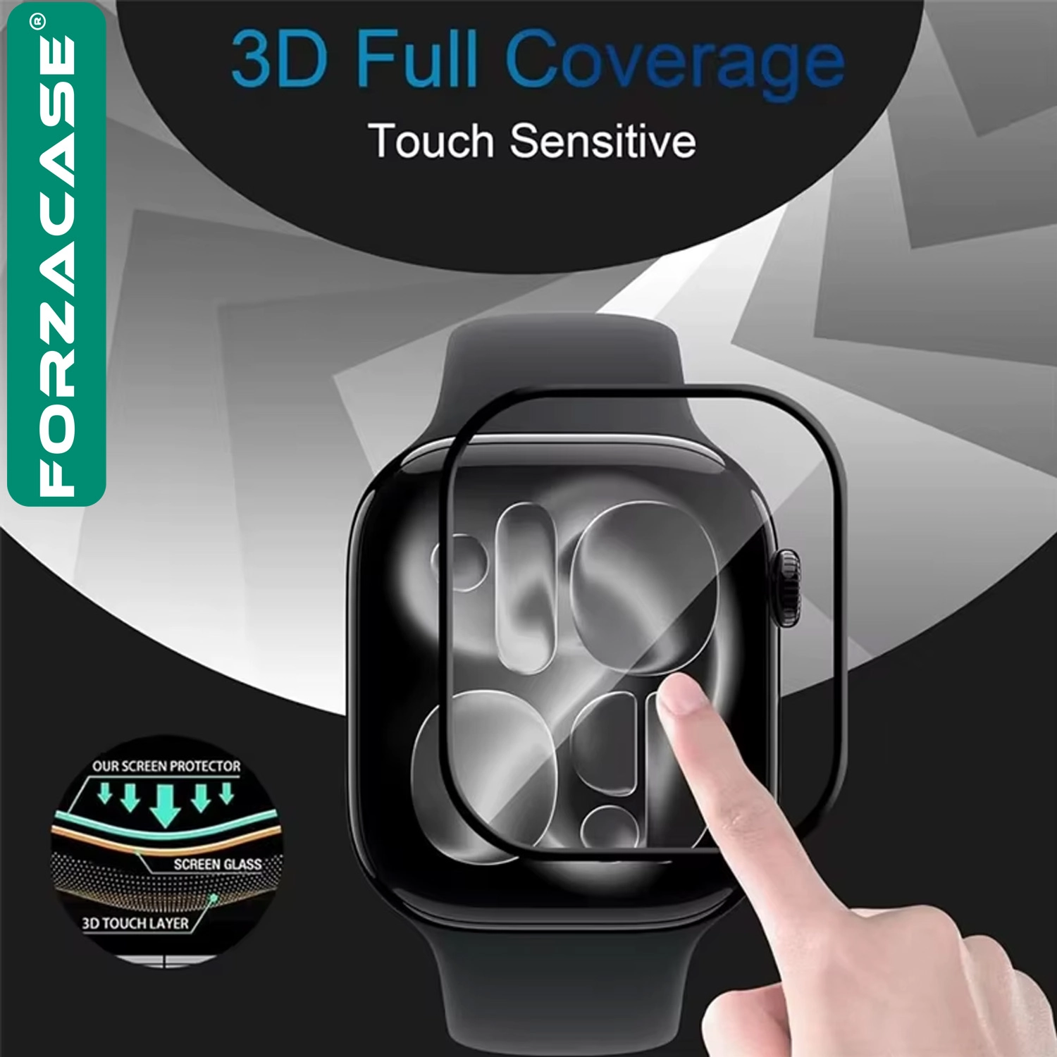 Forzacase Apple Watch Ultra 3 49mm için Çerçeveli Tam Kaplayan 3D Pet Ekran Koruyucu Film - FC016