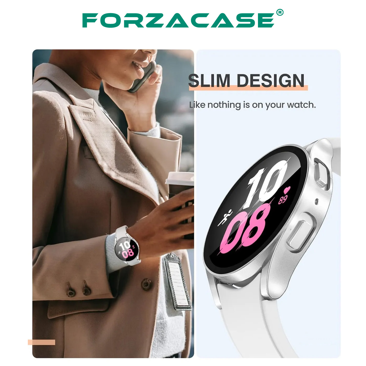Forzacase Samsung Galaxy Watch5 44mm Önü Kapalı Ekran Korumalı Silikon Kılıf - FC010