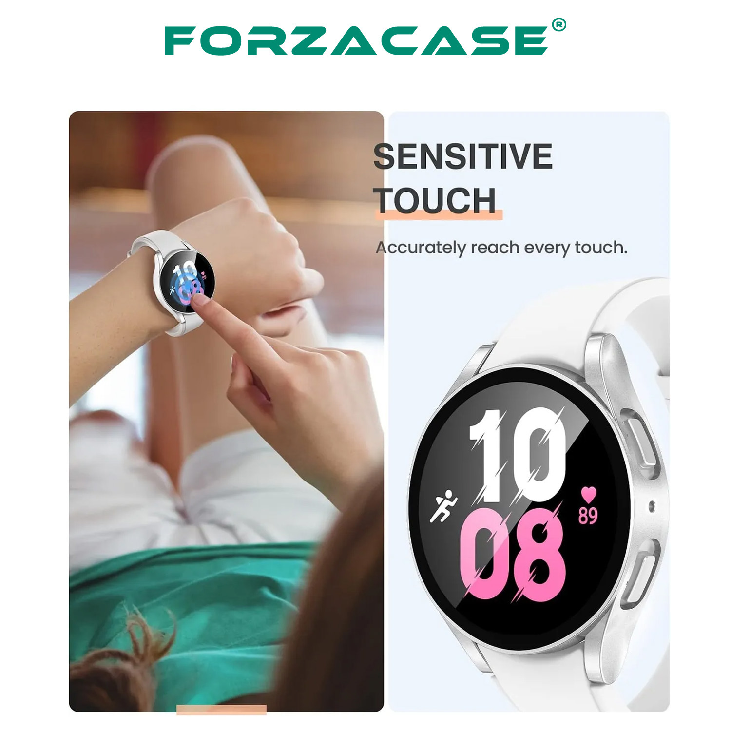 Forzacase Samsung Galaxy Watch5 44mm Önü Kapalı Ekran Korumalı Silikon Kılıf - FC010