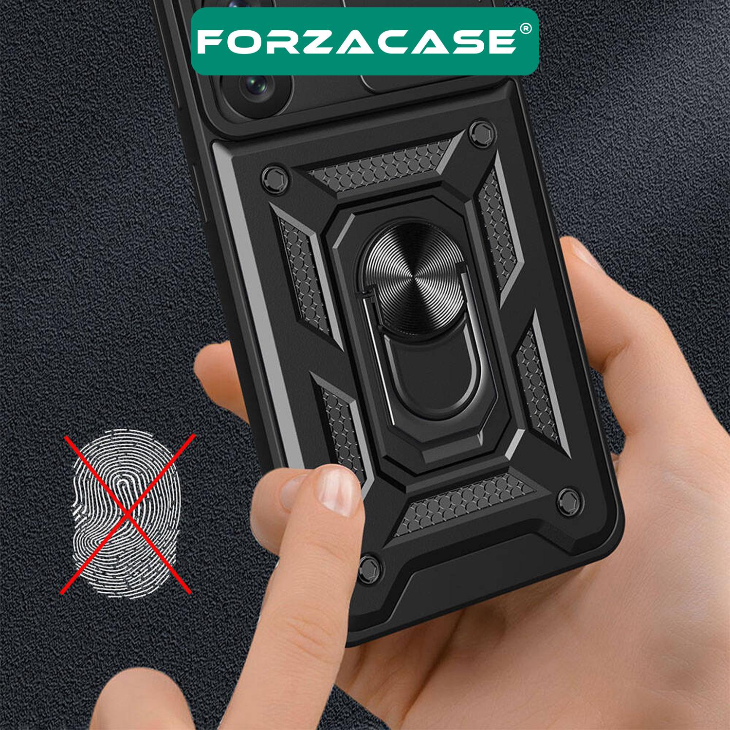 Forzacase Xiaomi Redmi Note 13 Pro Plus ile uyumlu Ares Yüzüklü Kamera Korumalı Sürgülü Sert Kılıf
