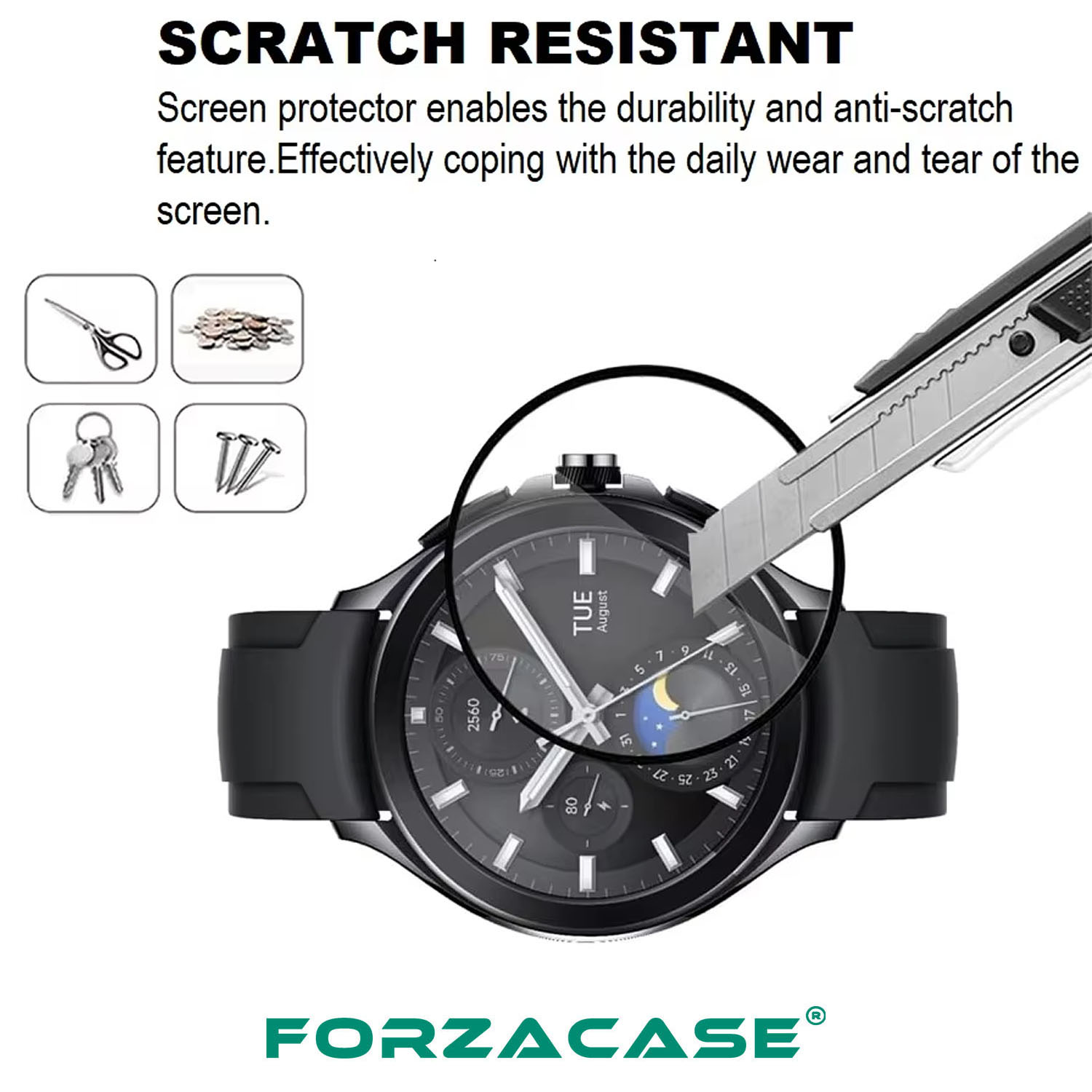Forzacase Xiaomi Watch 2 Pro için Çerçeveli Tam Kaplayan 3D Pet Ekran Koruyucu Film - FC016