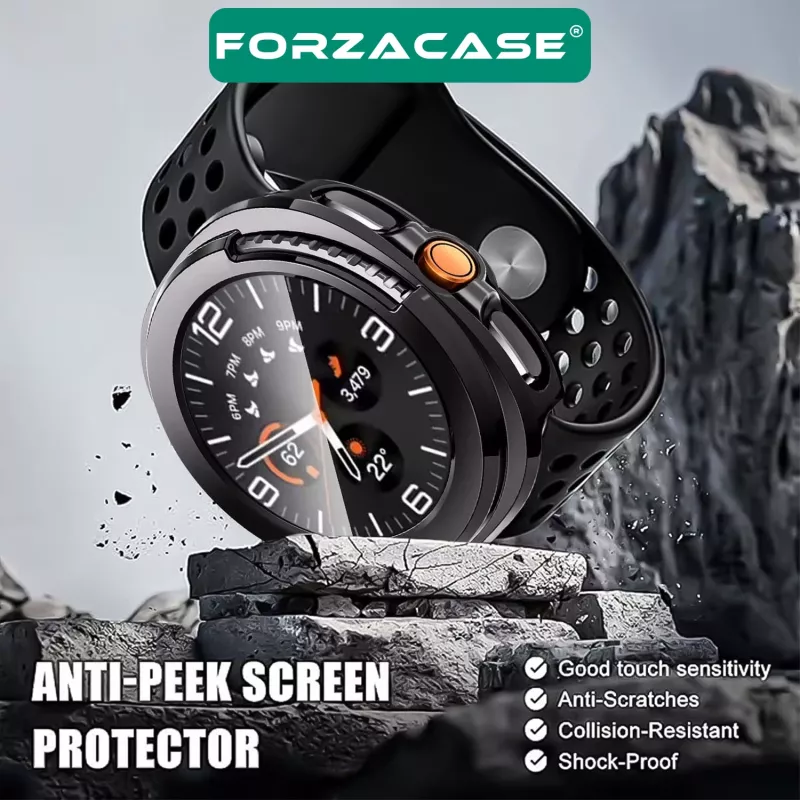 Forzacase Samsung Galaxy Watch 8 Classic 46mm için Ekran Korumalı Sert Rubber Kılıf FC015