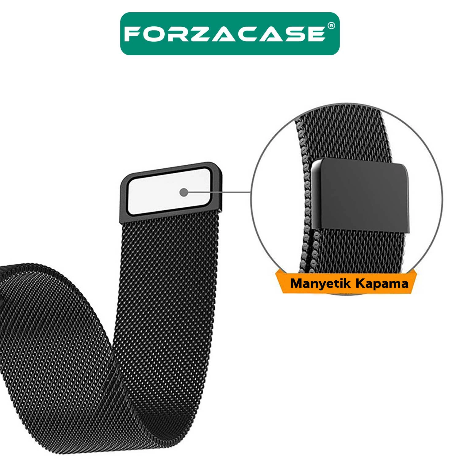 Forzacase Huawei Fit 4 / Fit 4 Pro ile uyumlu Metal Mıknatıslı Manyetik Kordon Kayış - FC634