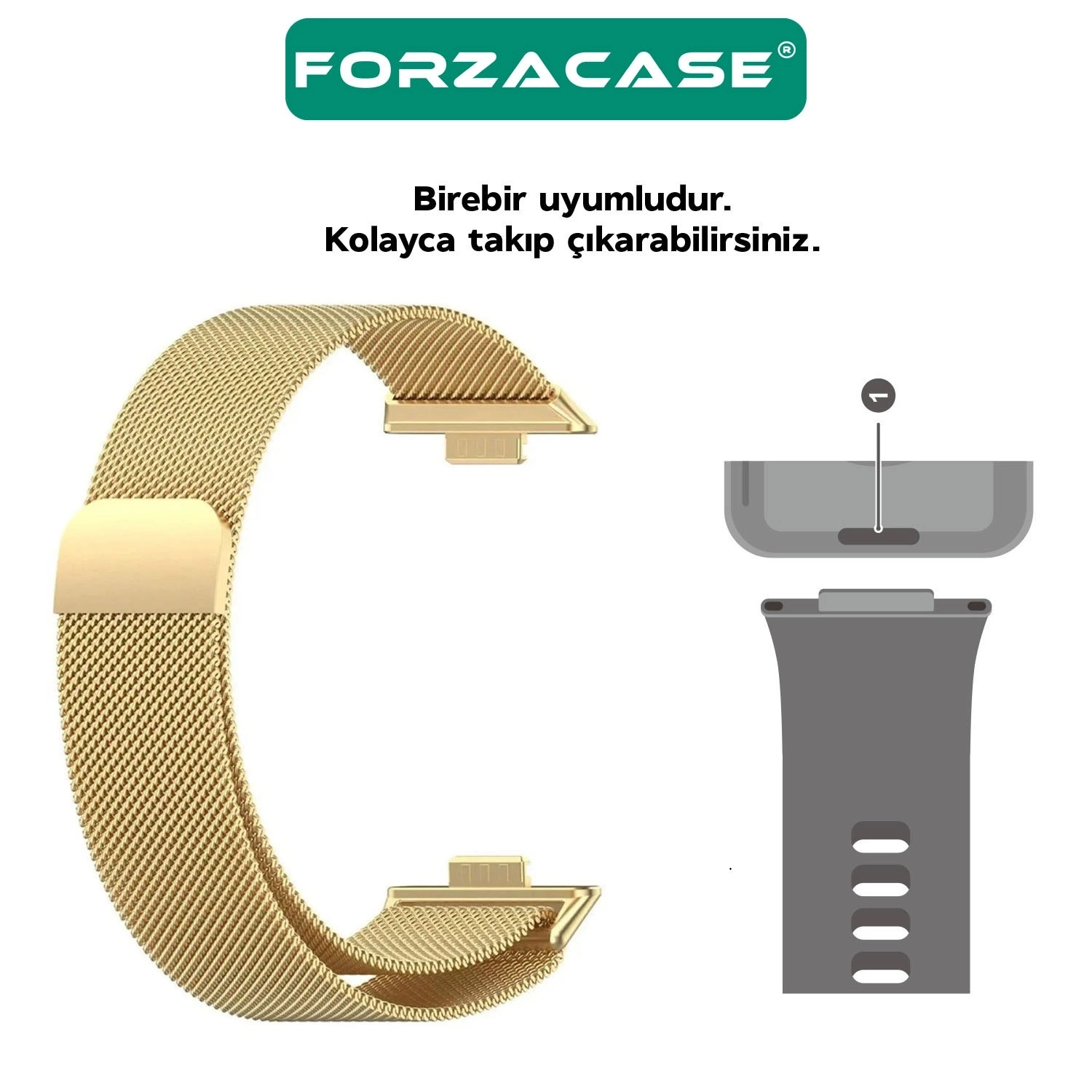Forzacase Huawei Watch Fit 5 / Fit 5 Pro ile uyumlu Metal Mıknatıslı Manyetik Kordon Kayış - FC634