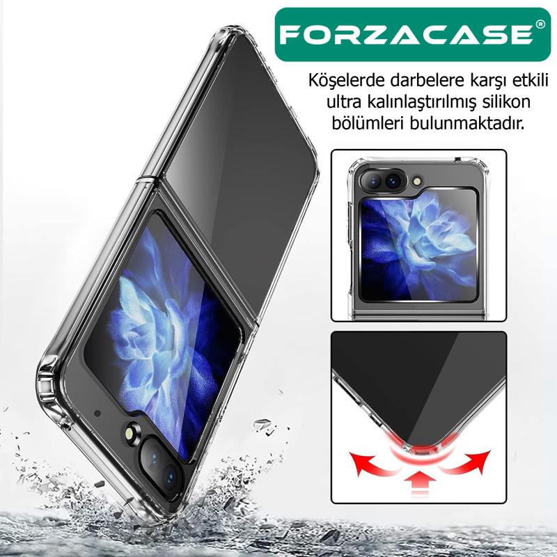 Forzacase Samsung Galaxy Z Flip6 ile uyumlu Crystal Serisi Anti Shock Sert Silikon Kılıf